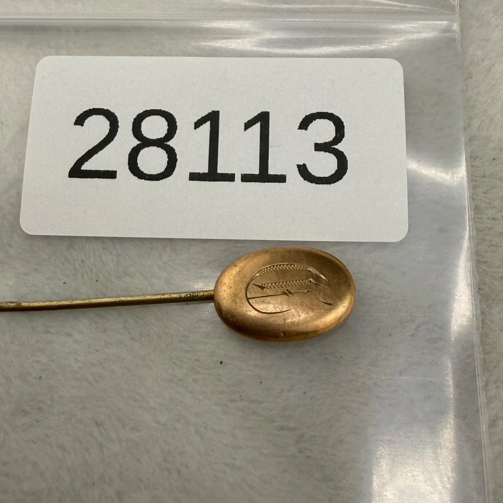 Vintage Gold Filled Stick Pin Brooch Monogram Letter C